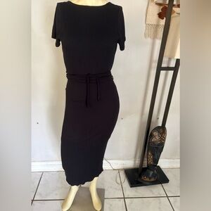 4SI3NNA Sexy Black Wrap and Tie Midi Dress Size Small